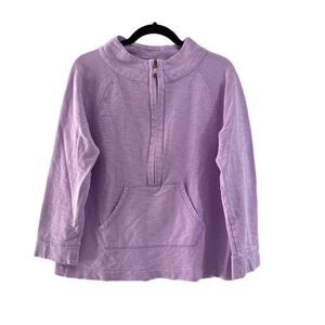 Talbots Women Pullover Sweater Size M Quarter Zip Purple 100% Cotton Long Sleeve